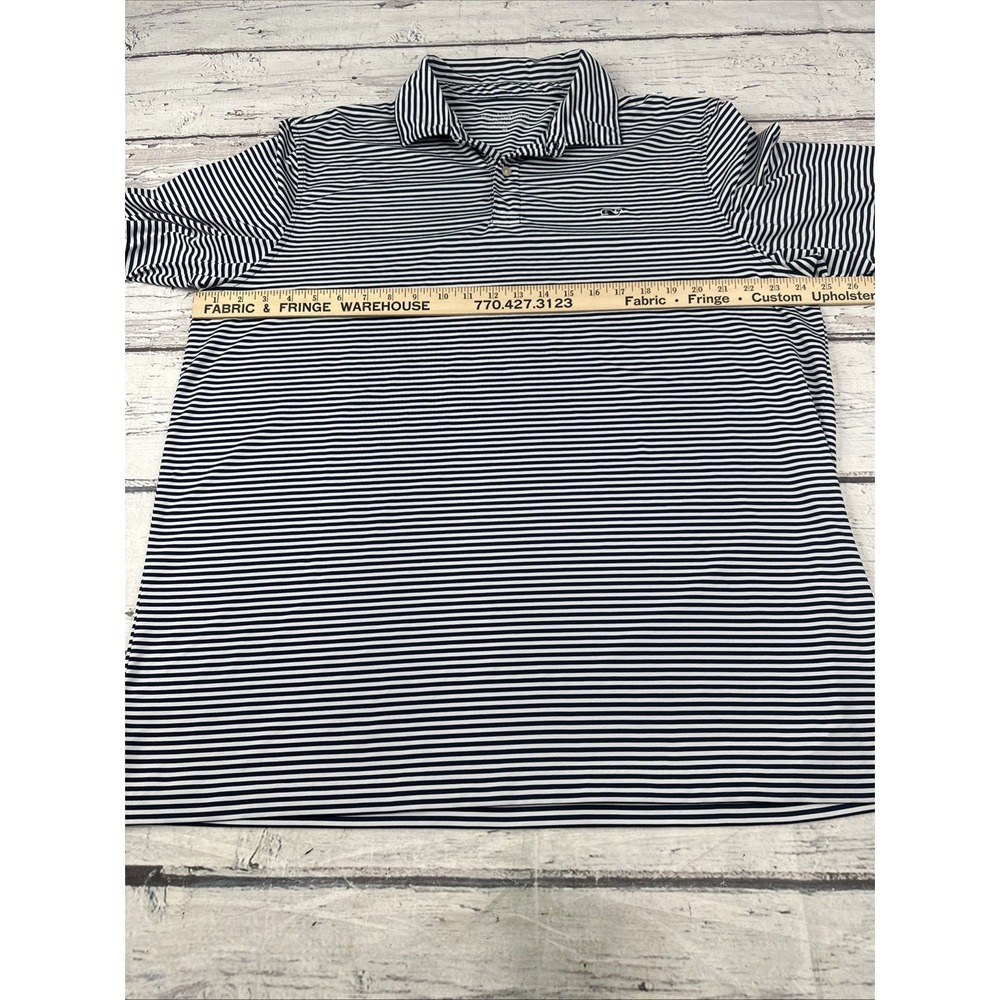 Vineyard Vines Shirt Mens Extra Large Blue and White Striped Polo Performance - Picture 6 of 9